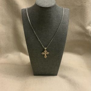 Ethiopian Handmade Coptic Cross on Stainless Steel Chain Necklace * FREE S/H *